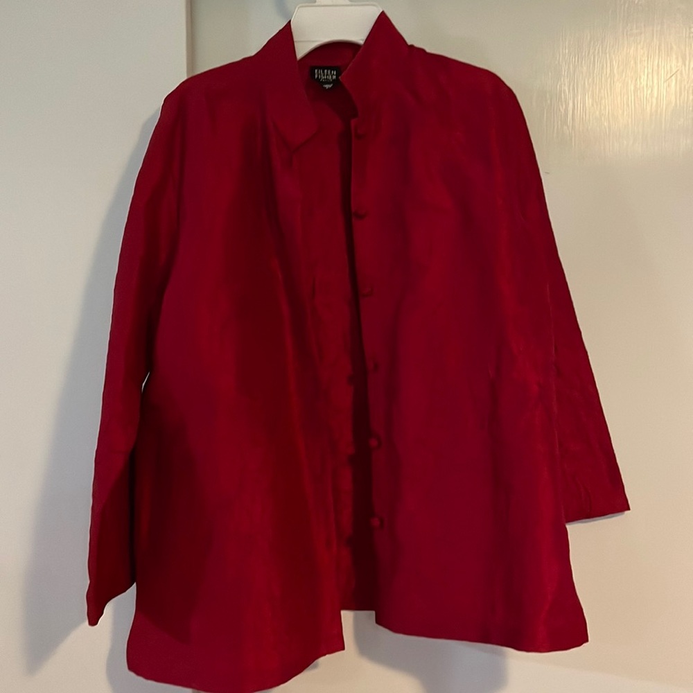 Eileen Fisher red silk jacket